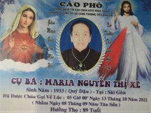 Cáo phó: Cụ Bà Maria Nguyễn Thị Xê